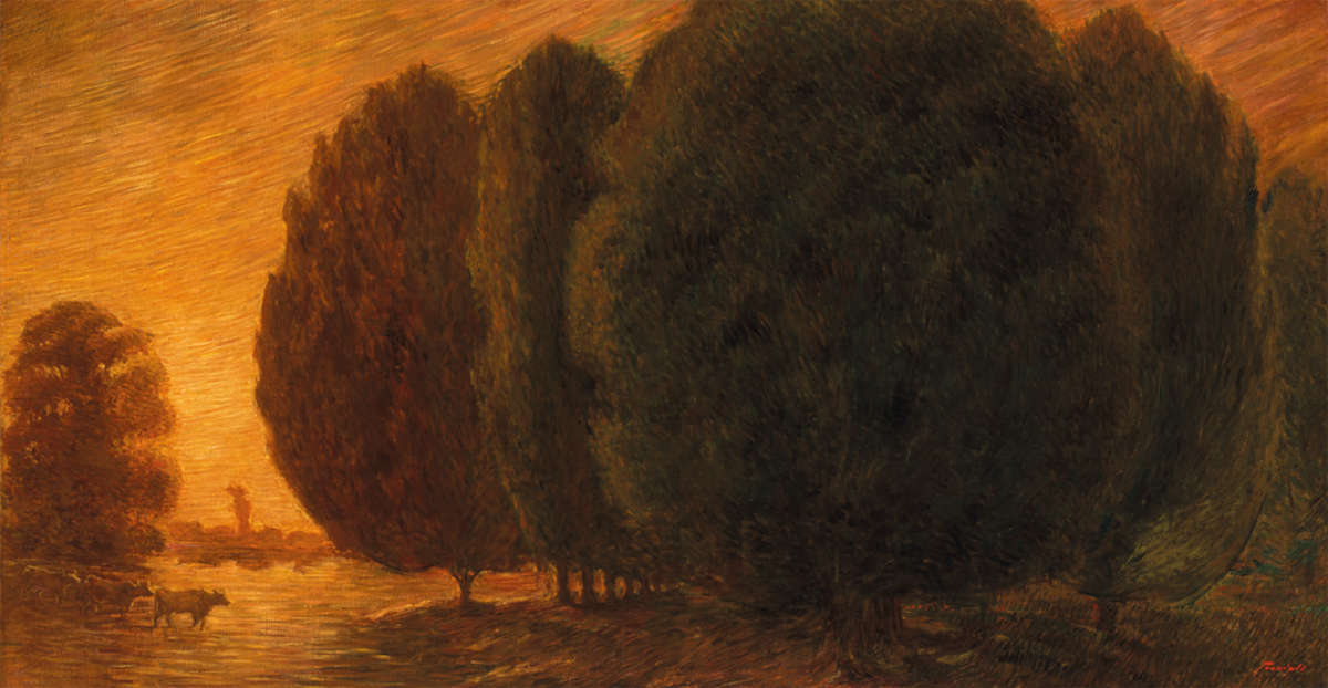 Gaetano Previati, Landschaft (1910-1912; Öl auf Leinwand; Ferrara, Museo dell'Ottocento)