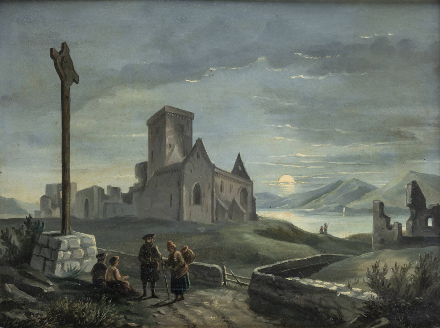 Vincenzo Antonio Revelli, Mondlicht auf dem See (erstes Viertel 19. Jahrhundert; Öl auf Karton, 27 x 35 cm; Privatsammlung)