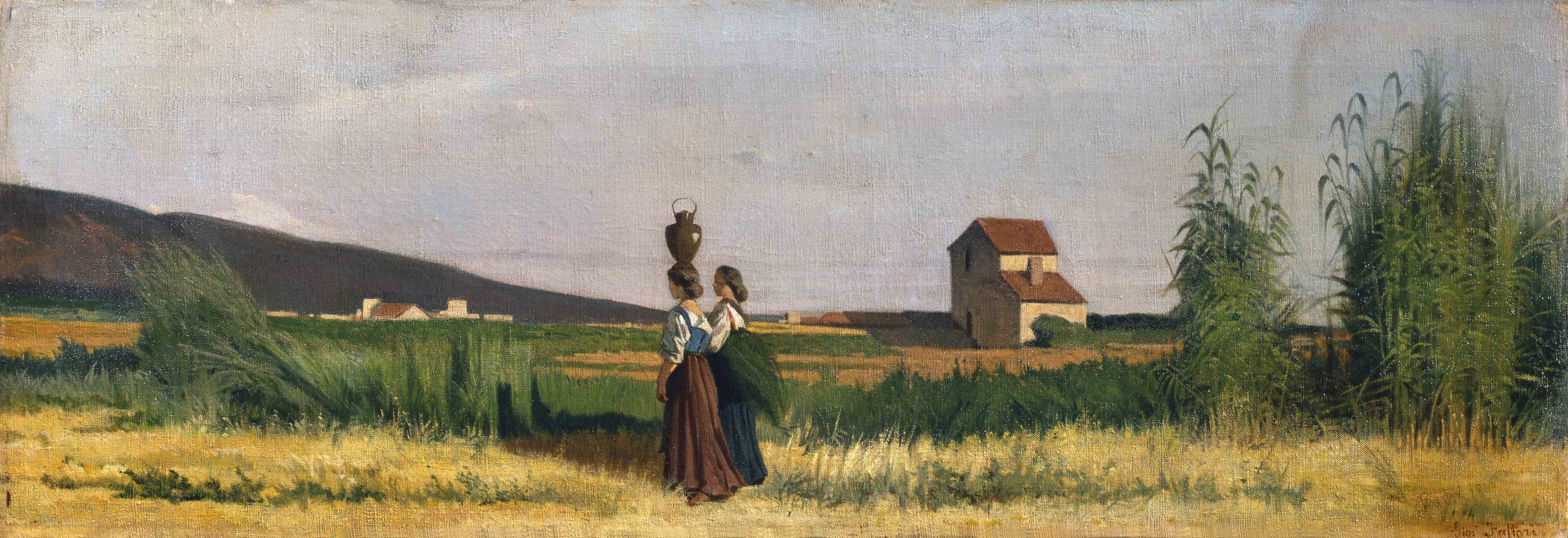 乔瓦尼-法托里，Acquaiole a Livorno（1865 年；布面油画，38.5 x 110.5 厘米；私人收藏，M119）