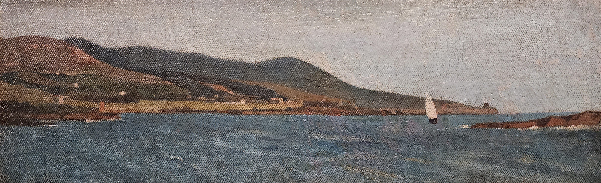 乔瓦尼-法托里，《La punta del Romito》（约 1866 年；涂在纸板上的布面油画，18.5 x 55.5 厘米；私人收藏，M168）