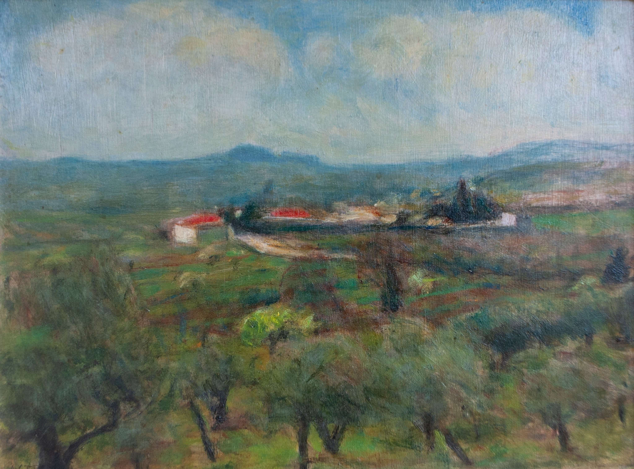 Alberto Stringa, La vallée de Caprino (1930 ; huile sur panneau ; collection privée)