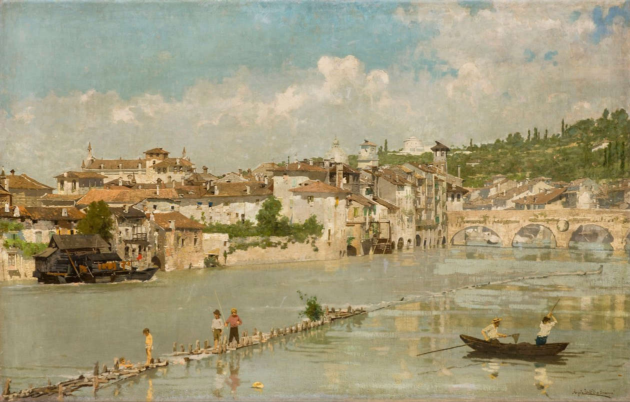 Angelo Dall'Oca Bianca, Pescatori di sabbia o Verona (1884 ; huile sur toile ; Milan, Fondazione Cariplo)