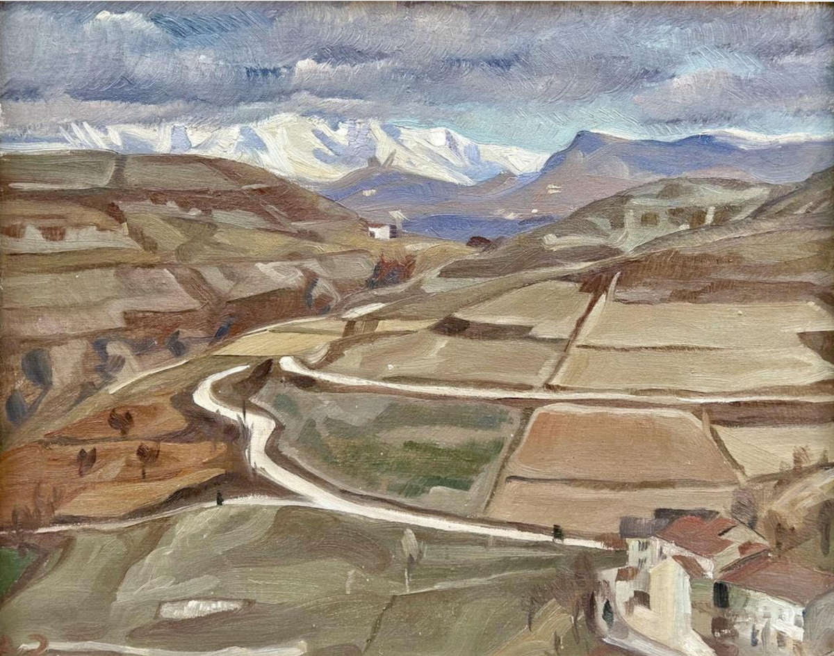 Angelo Zamboni, Matin d'hiver (1922 ; huile sur carton, 40 x 50 cm). En concession de Faraci Arte