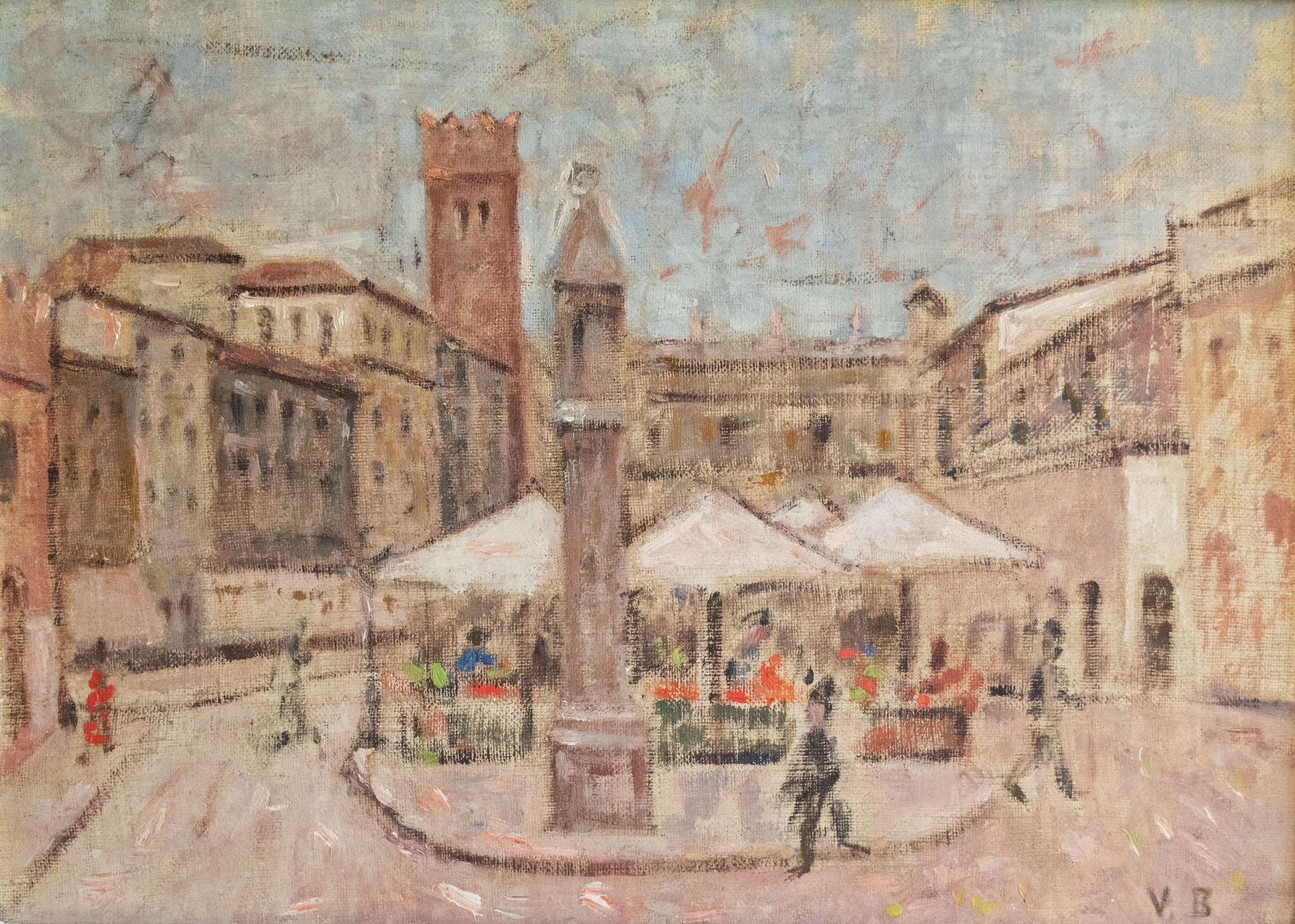 Vittorio Bagattini, Piazza delle Erbe à Vérone (1941 ; huile sur toile ; collection privée)