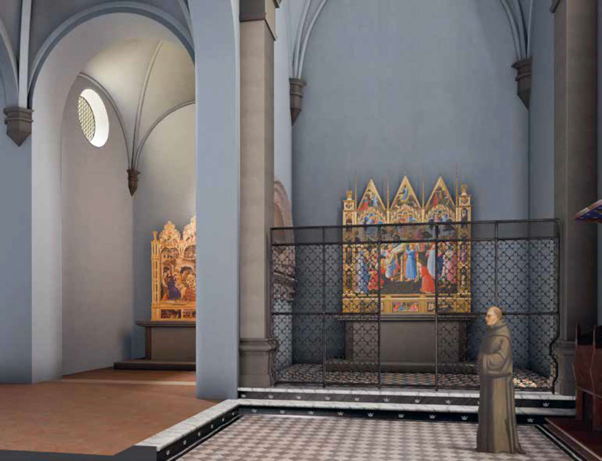 Reconstruction tridimensionnelle des chapelles Strozzi dans la sacristie de Santa Trinita, Florence. Recherche historique : Michela Young. Modélisation 3D : Luca Brunke, Florence4D