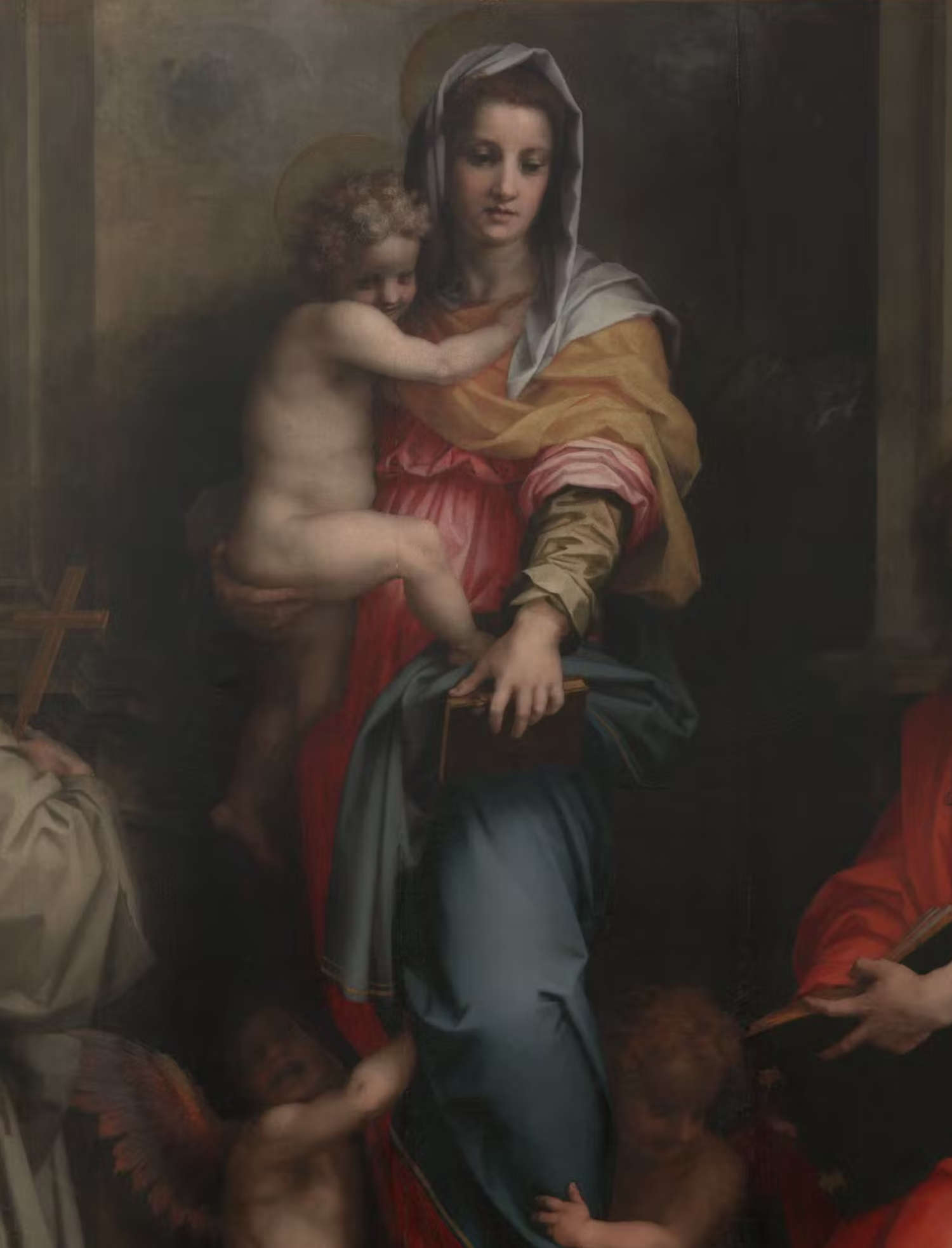 The Virgin and Child and the smoke behind them