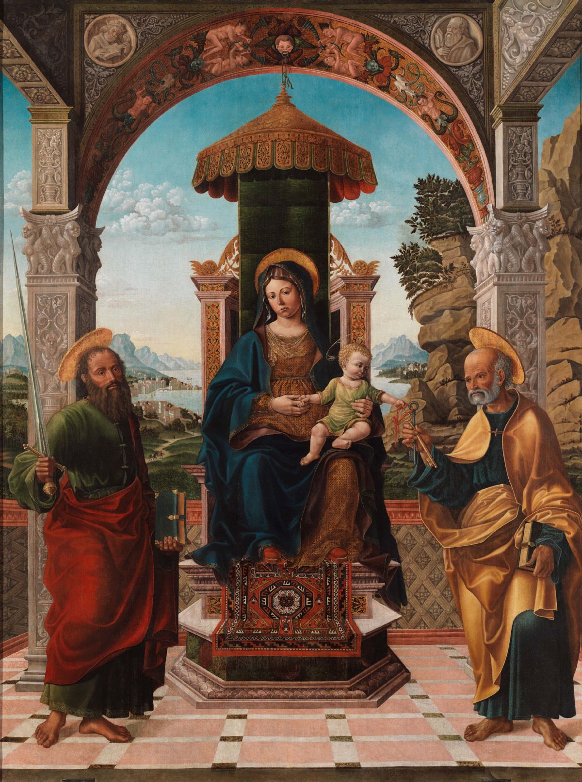 Francesco Bassano, Madonna Enthroned with Child between Saints Paul and Peter (1519; oil on canvas, 276 x 206.5 cm; Bassano del Grappa, Museo Civico, inv. 2)
