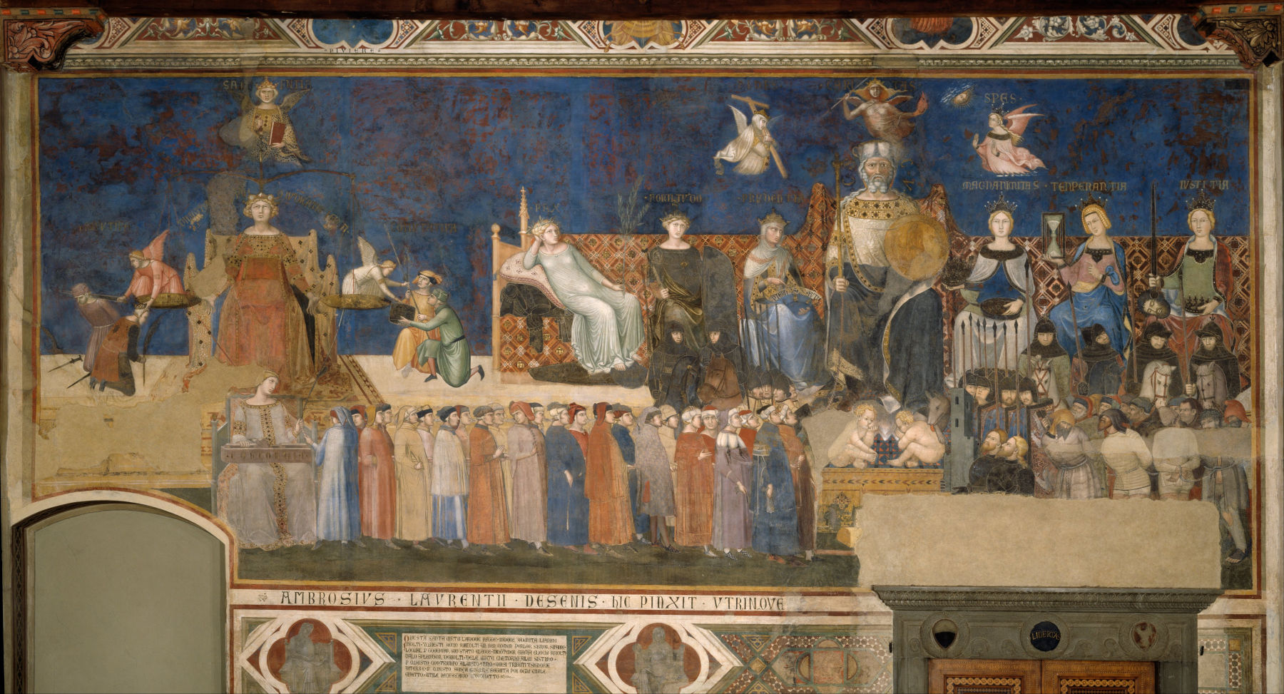 Ambrogio Lorenzetti, Allégorie du bon gouvernement (1338-1339 ; Sienne, Palazzo Pubblico) Photo : Wikimedia Commons