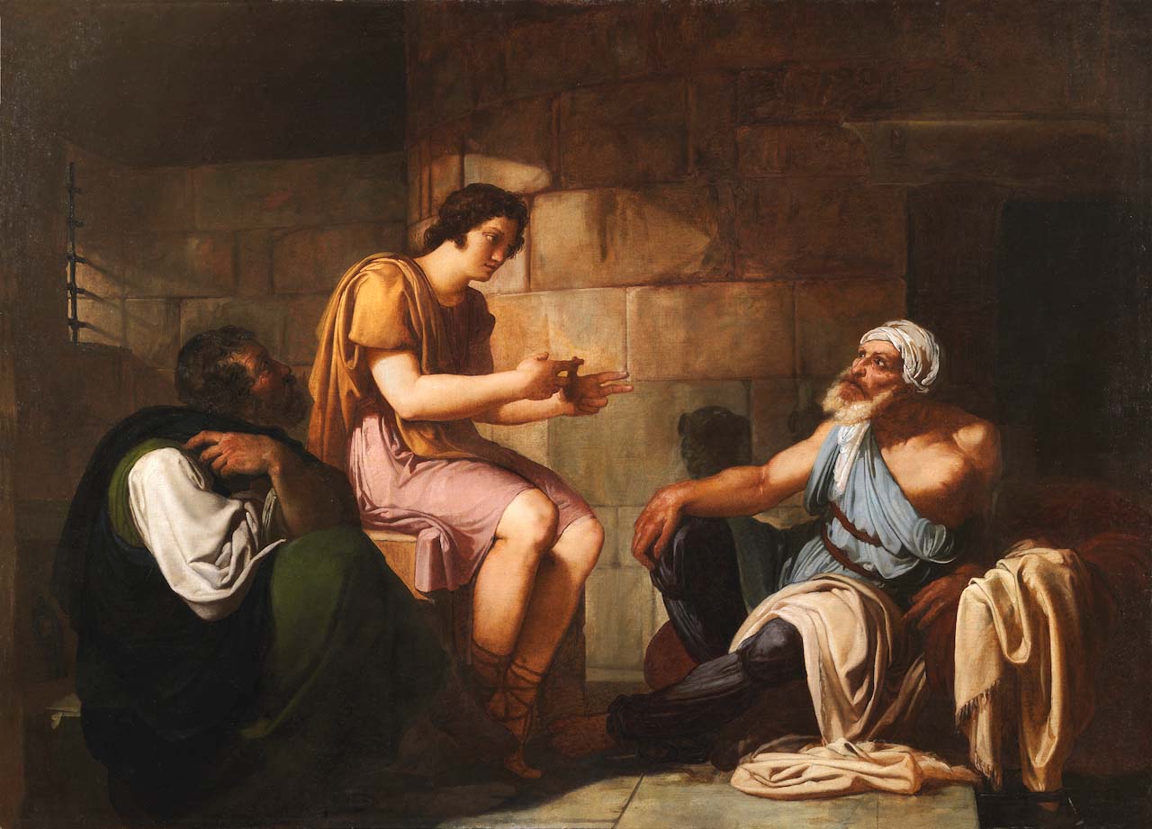 Francesco Hayez, Giuseppe erklärt Träume im Gefängnis (Öl auf Leinwand)