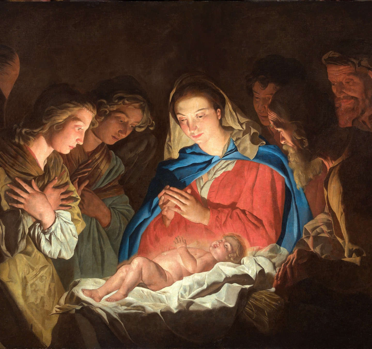 Die Geburt Christi von Mathias Stom nach der Restaurierung