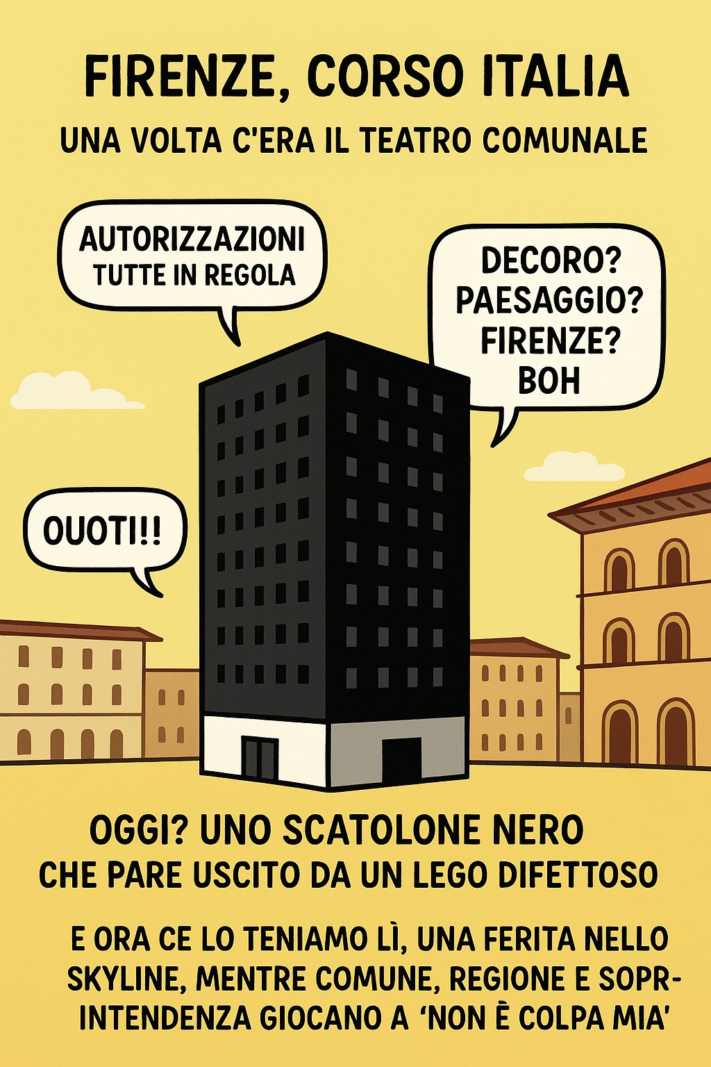 La bande dessinée d'OK Firenze nous rappelle ce qu'il y avait à la place du cube noir.