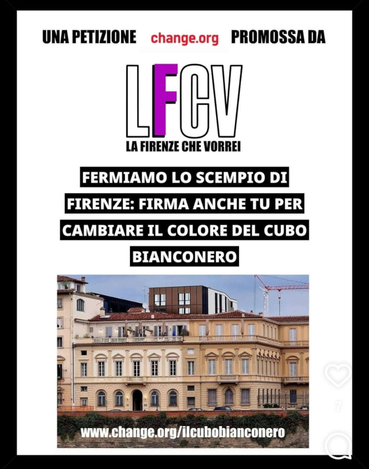 La Firenze che vorrei lance à nouveau une pétition : le noir et blanc à Florence ne peut être vu...