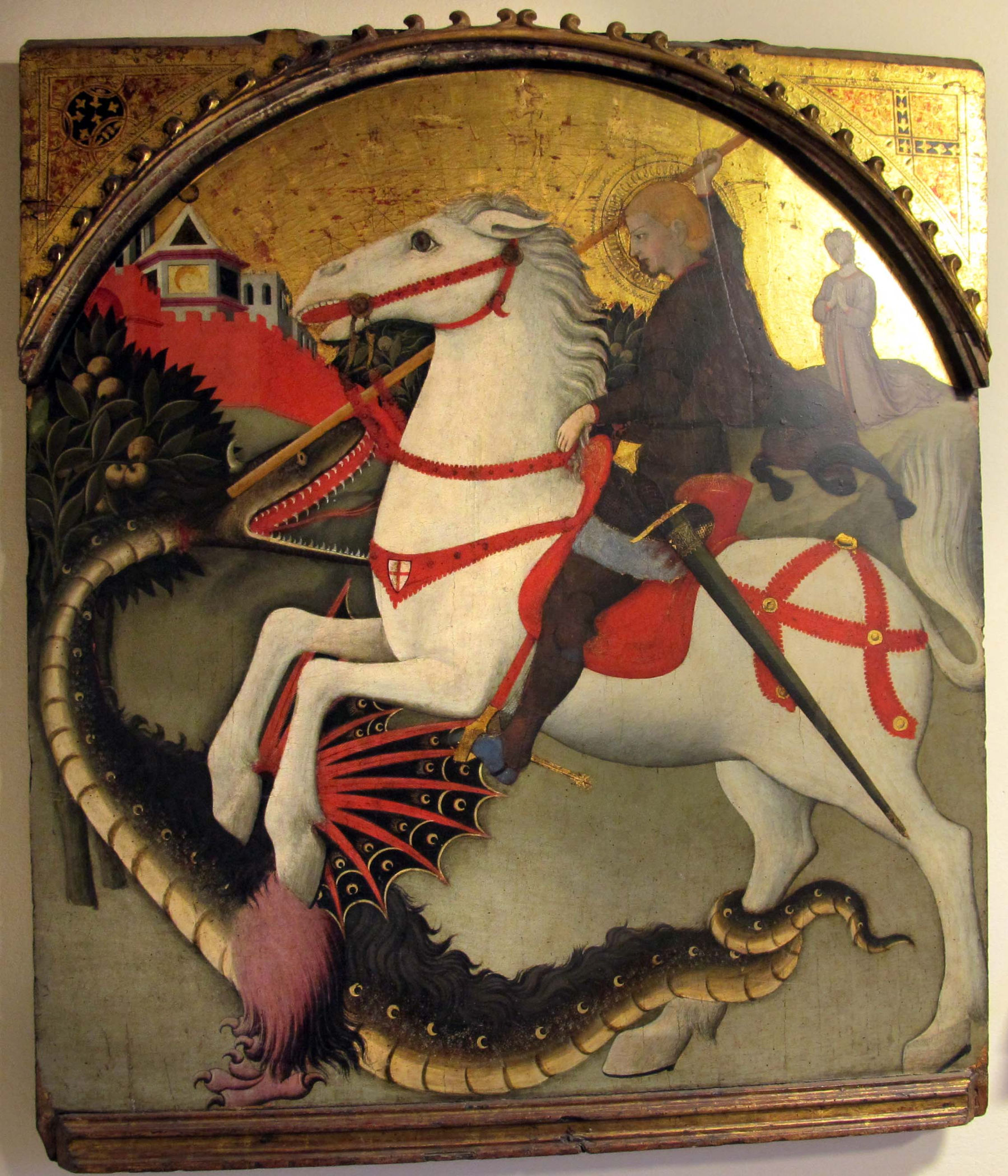 Sano di Pietro, Der Kampf zwischen dem Heiligen Georg und dem Drachen (um 1440 - 1450; Tempera auf Tafel; 140 x 122,5 cm; Siena, Museo Diocesano) Foto: Francesco Bini
