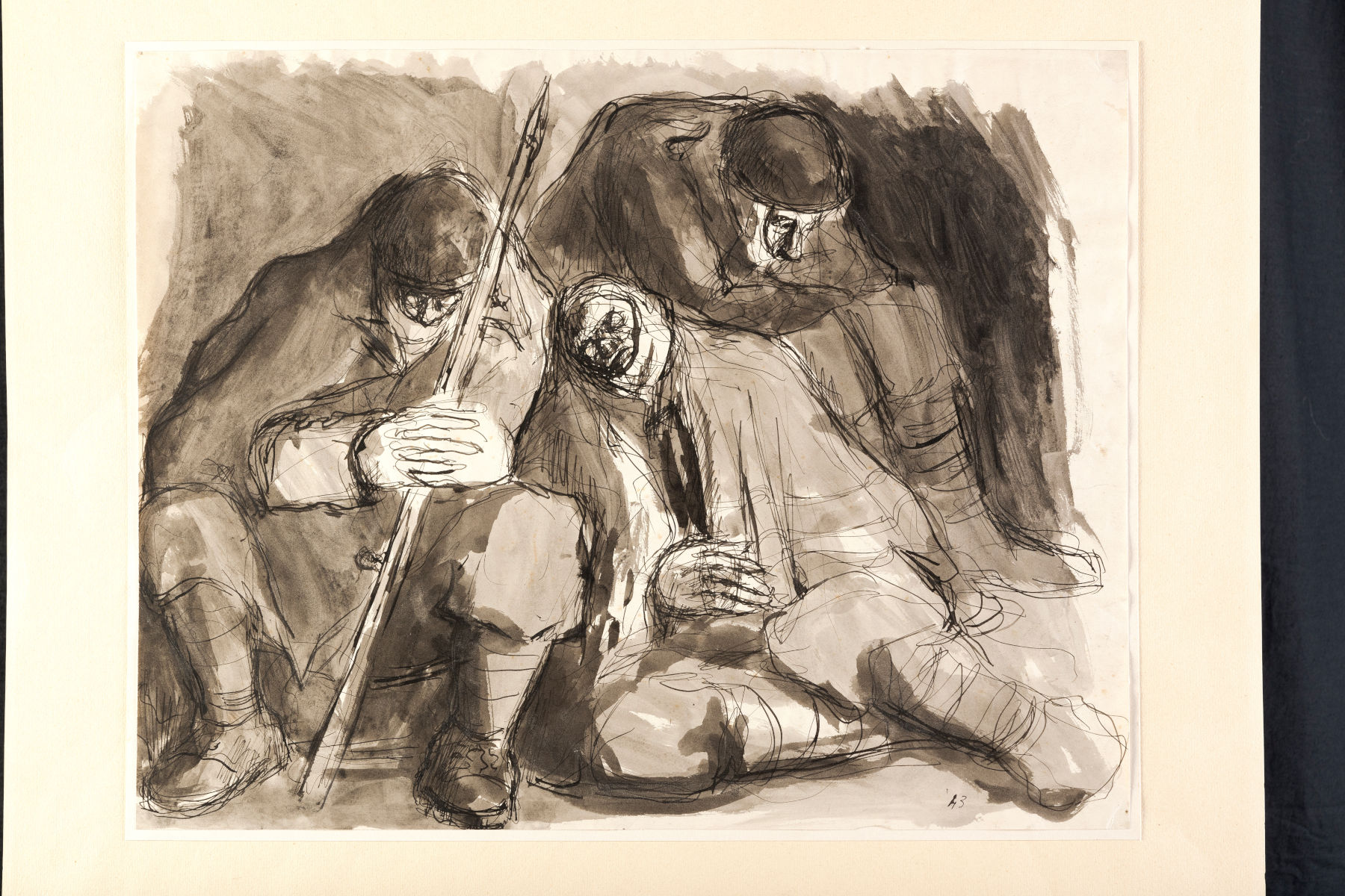 Sineo Gemignani, Soldiers (1943; ink on paper, 49.5 x 59 cm; Empoli, Galleria d'Arte Moderna e della Resistenza)