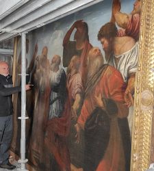 Brescia, Beginn der Restaurierung der Mariä Himmelfahrt von Moretto im Dom Vecchio