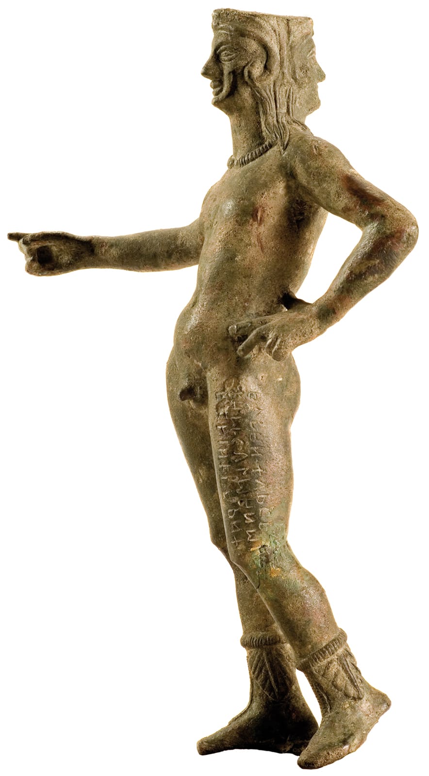 Artiste étrusque, Statuette du dieu Culsans-Giano (IIIe siècle av. J.-C. ; bronze, hauteur 31 cm ; Cortona, Museo dell'Accademia Etrusca e della Citt&agrave; di Cortona)