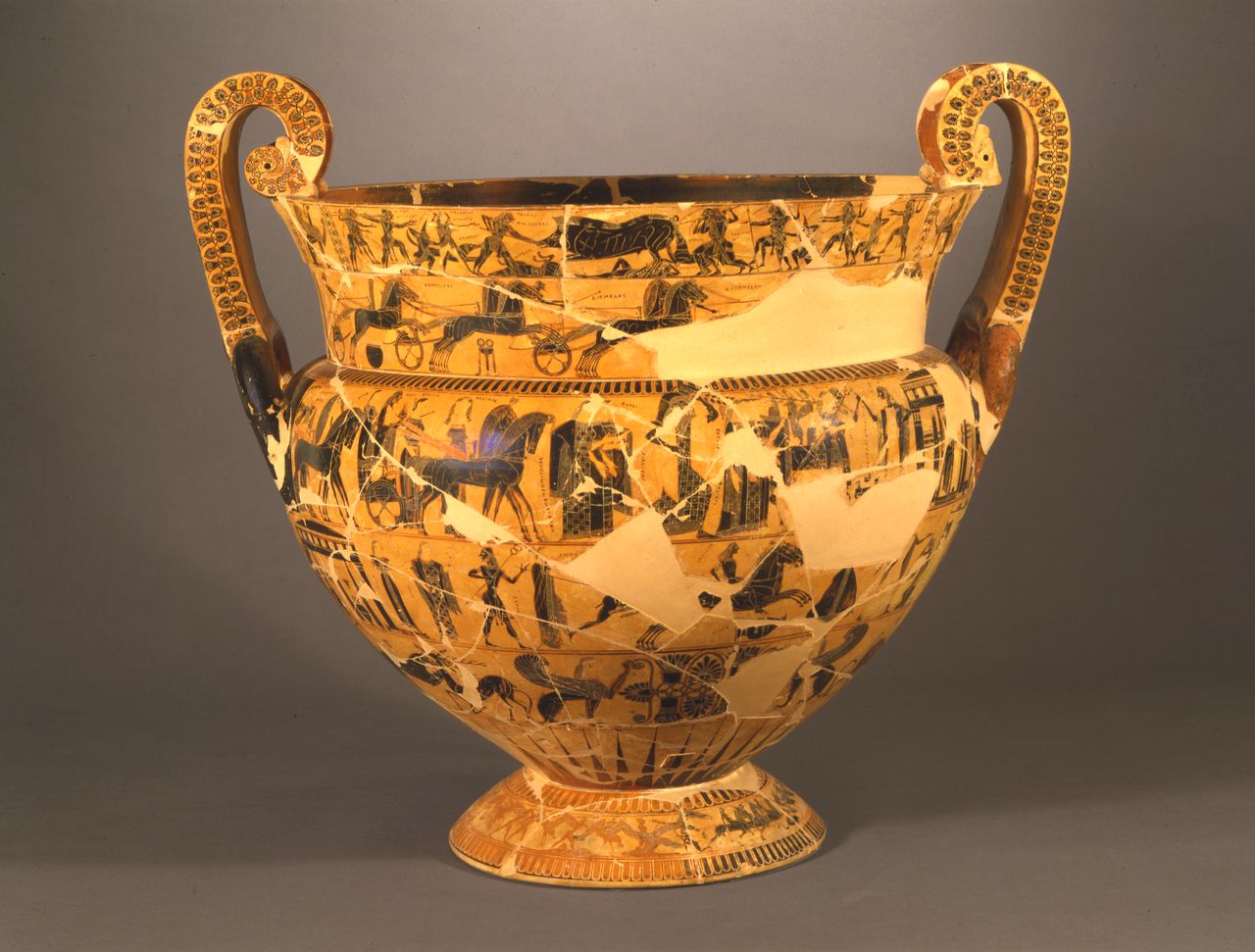 Ergotimos et Kleitias, Vase Fran&ccedil;ois (vers 570 av. J.-C. ; poterie attique à figures noires, 66 x 57 cm ; Florence, Museo Archeologico Nazionale)