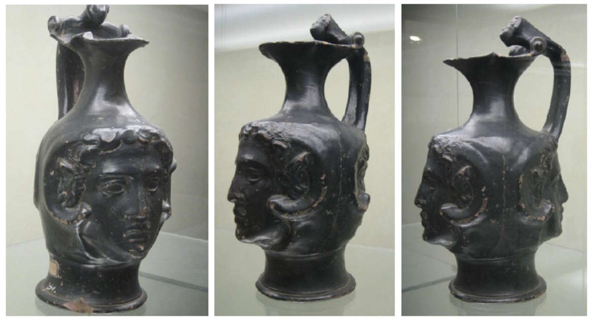 Artiste étrusque, vase janiforme à glaçure noire (poterie ; Florence, Museo Archeologico Nazionale). Photo de Simona Rafanelli avec l'aimable autorisation de G. C. Cianferoni