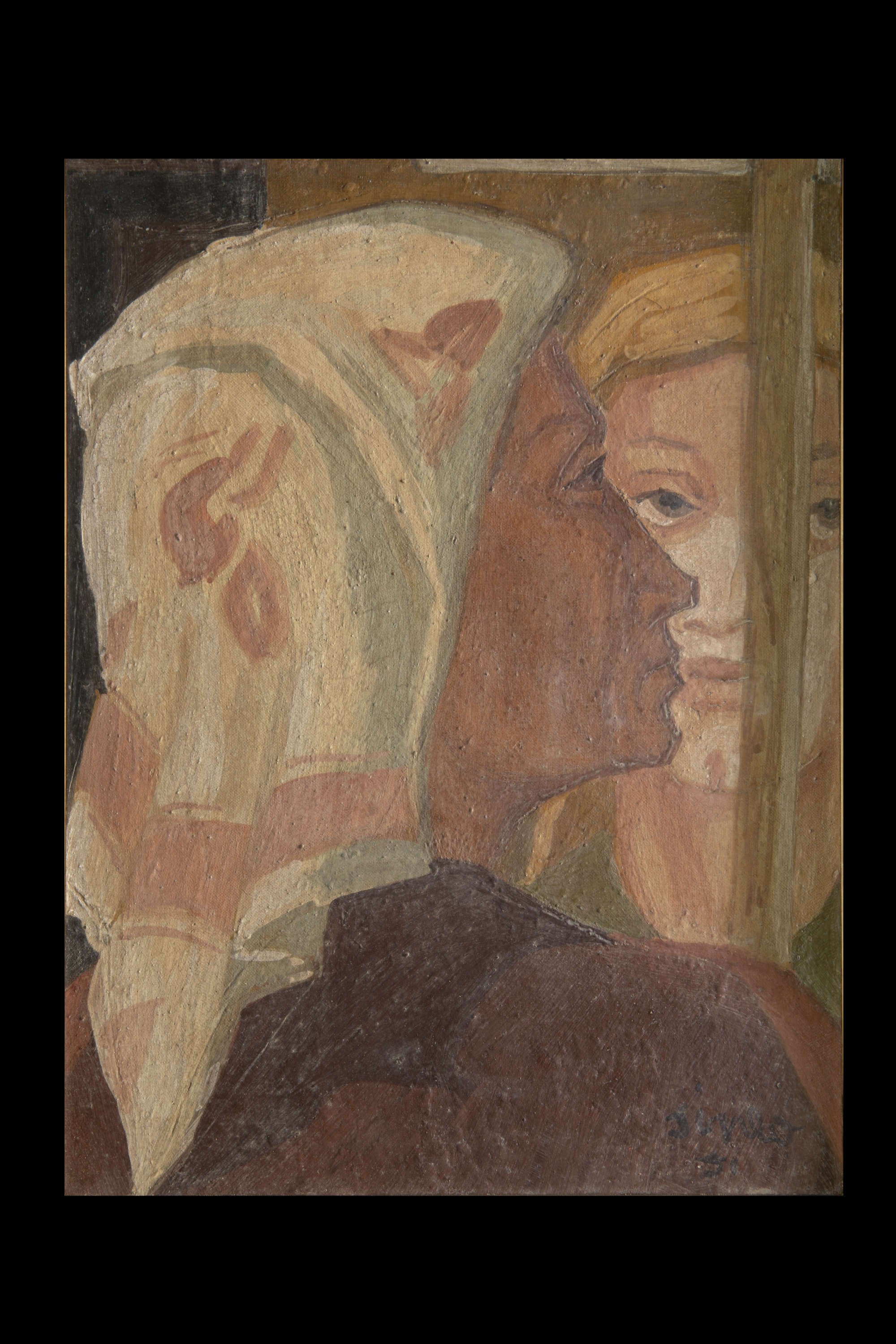 Sineo Gemignani, Woman looking at herself in the mirror (1952; detached fresco, 64.5x54.5 cm; Empoli, Galleria d'Arte Moderna e della Resistenza)