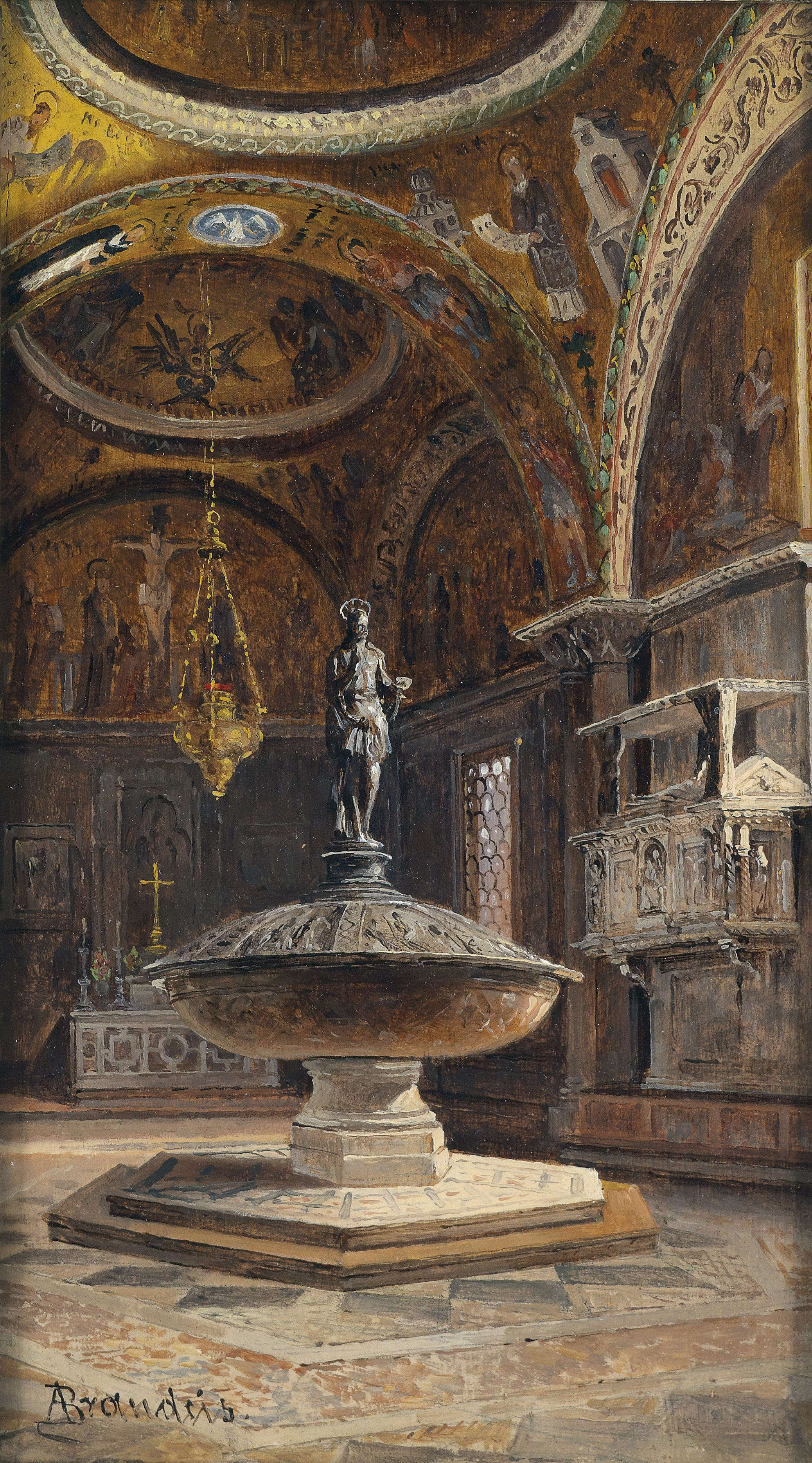 Antonietta Brandeis, Das Baptisterium von St. Markus (vor 1910; Öl auf Tafel, 21,5 x 12 cm; Privatsammlung)