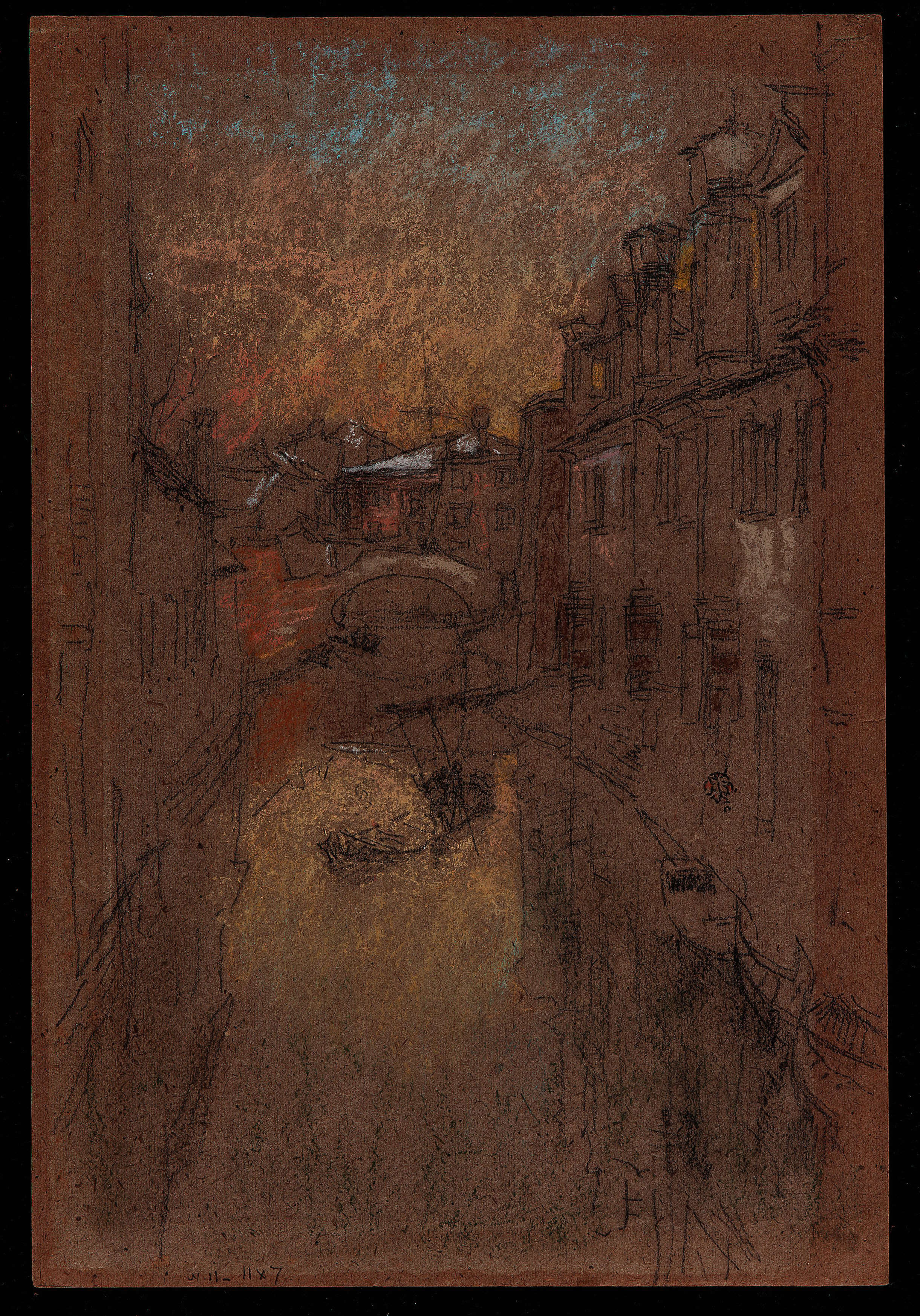 James McNeill Whistler, Winterabend in Venedig (1879-1880; Wachsmalkreiden und Pastellkreiden auf braunem Papier, 300 x 202 mm; Washington, National Museum of Asian Art)