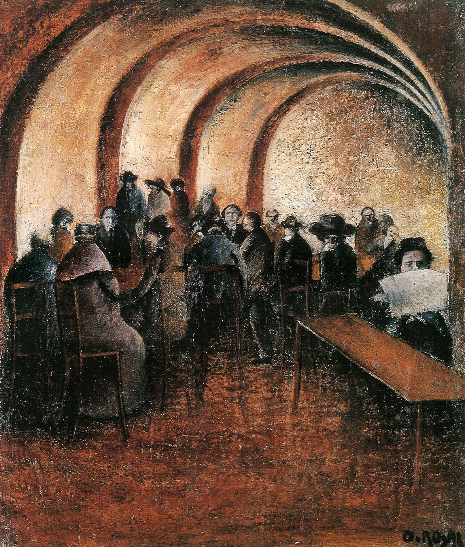Ottone Rosai, Intérieur de café (1920-1922 ; huile sur toile, 31 x 26 cm ; Prato, Galerie Farsetti)