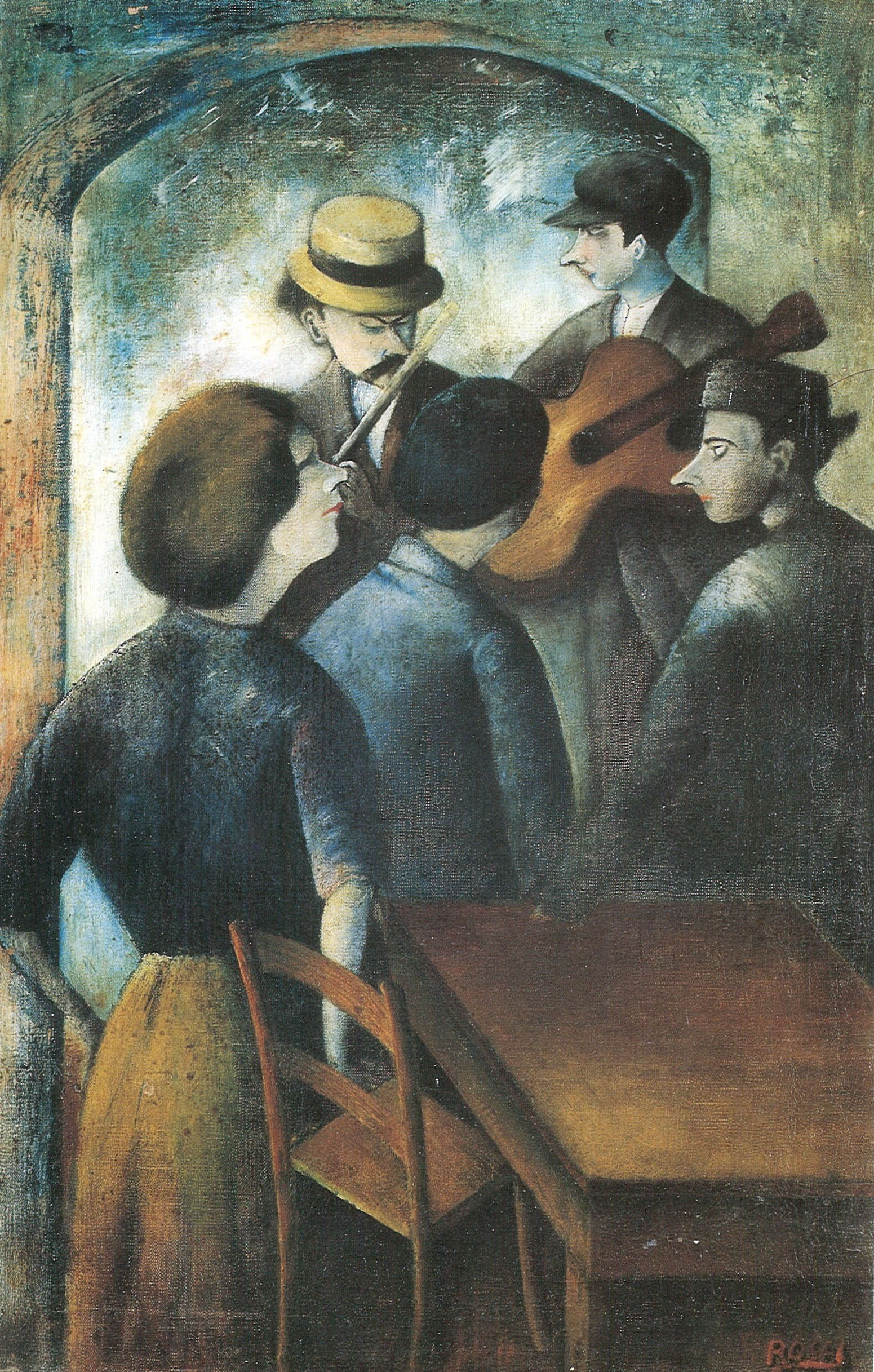 Ottone Rosai, Sérénade (1919-1920 ; huile sur toile, 68 x 44 cm ; Prato, collection privée)