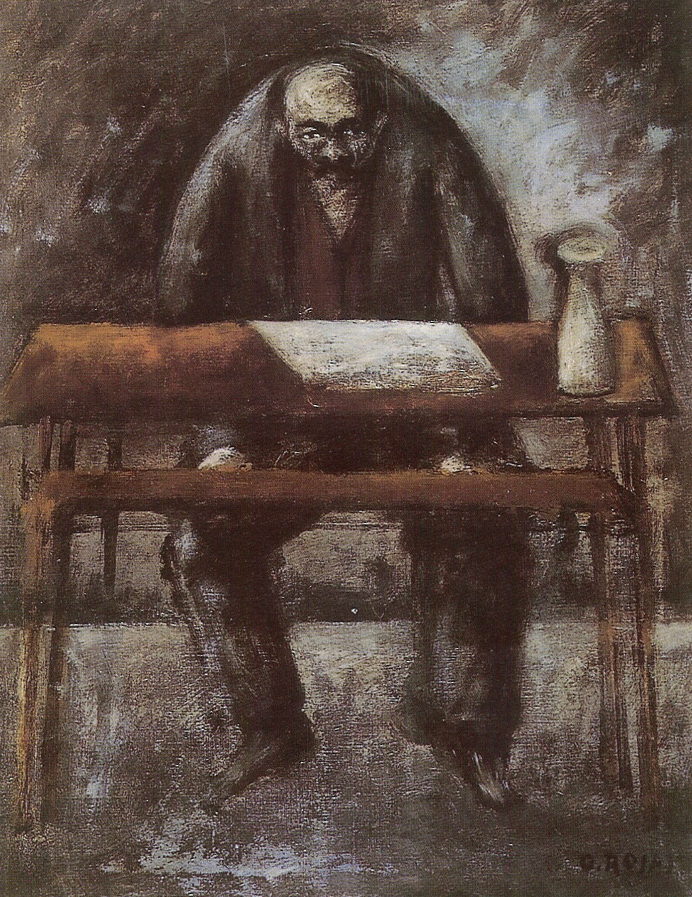 Ottone Rosai, Homme à table (1948 ; huile sur toile, 65 x 50 cm ; Florence ; collection privée)