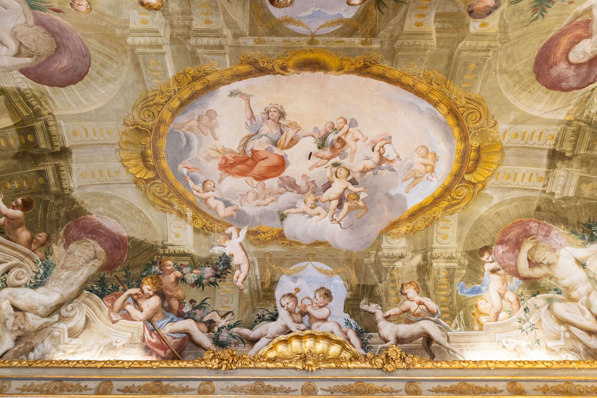 Domenico Piola, Aurora and Cephalus (circa 1680; fresco, Genoa, Palazzo Sinibaldo Fieschi)