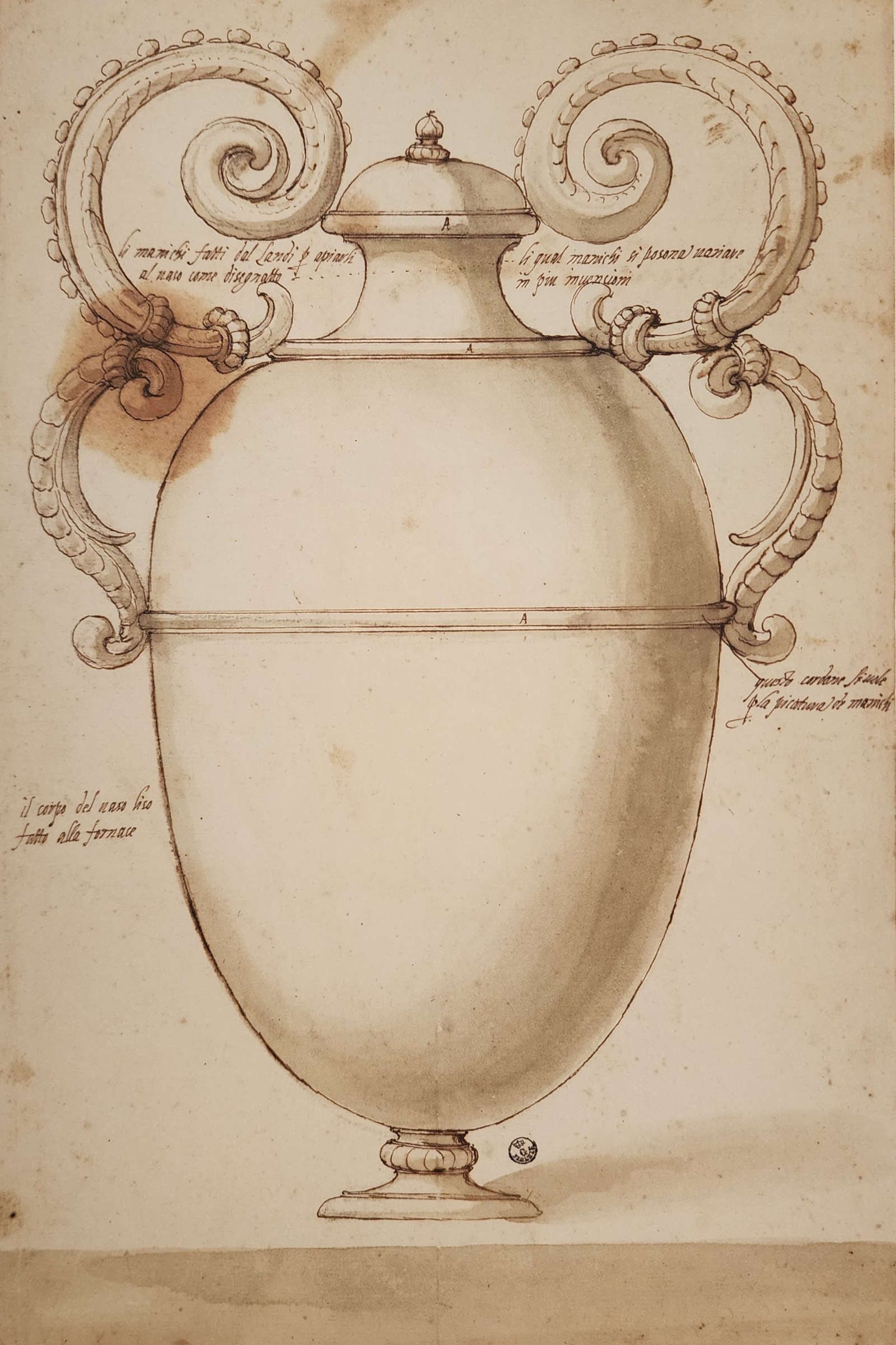 Jacopo Ligozzi, Designs for Capriccio Glasses (1617–1618; pen and ink, diluted ink, 425 x 285 mm; Florence, Uffizi Galleries, Department of Drawings and Prints, inv. no. 97211)