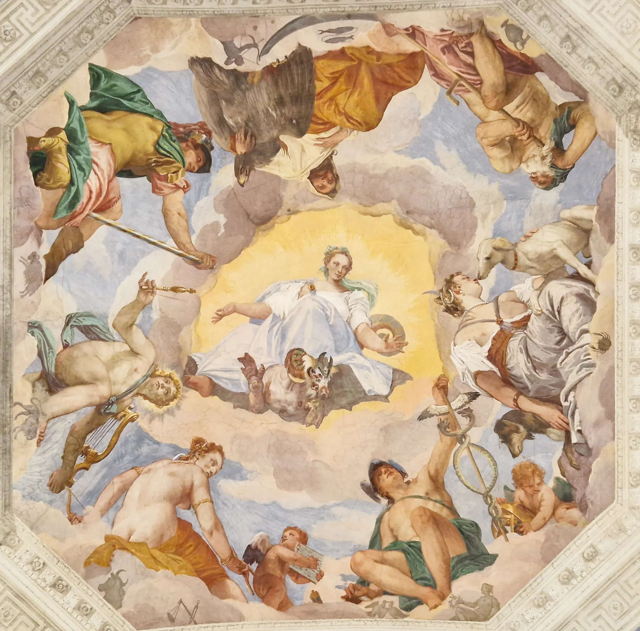 Paolo Veronese, „Die Gewölbe mit den Göttern des Olymps“, Ausschnitt