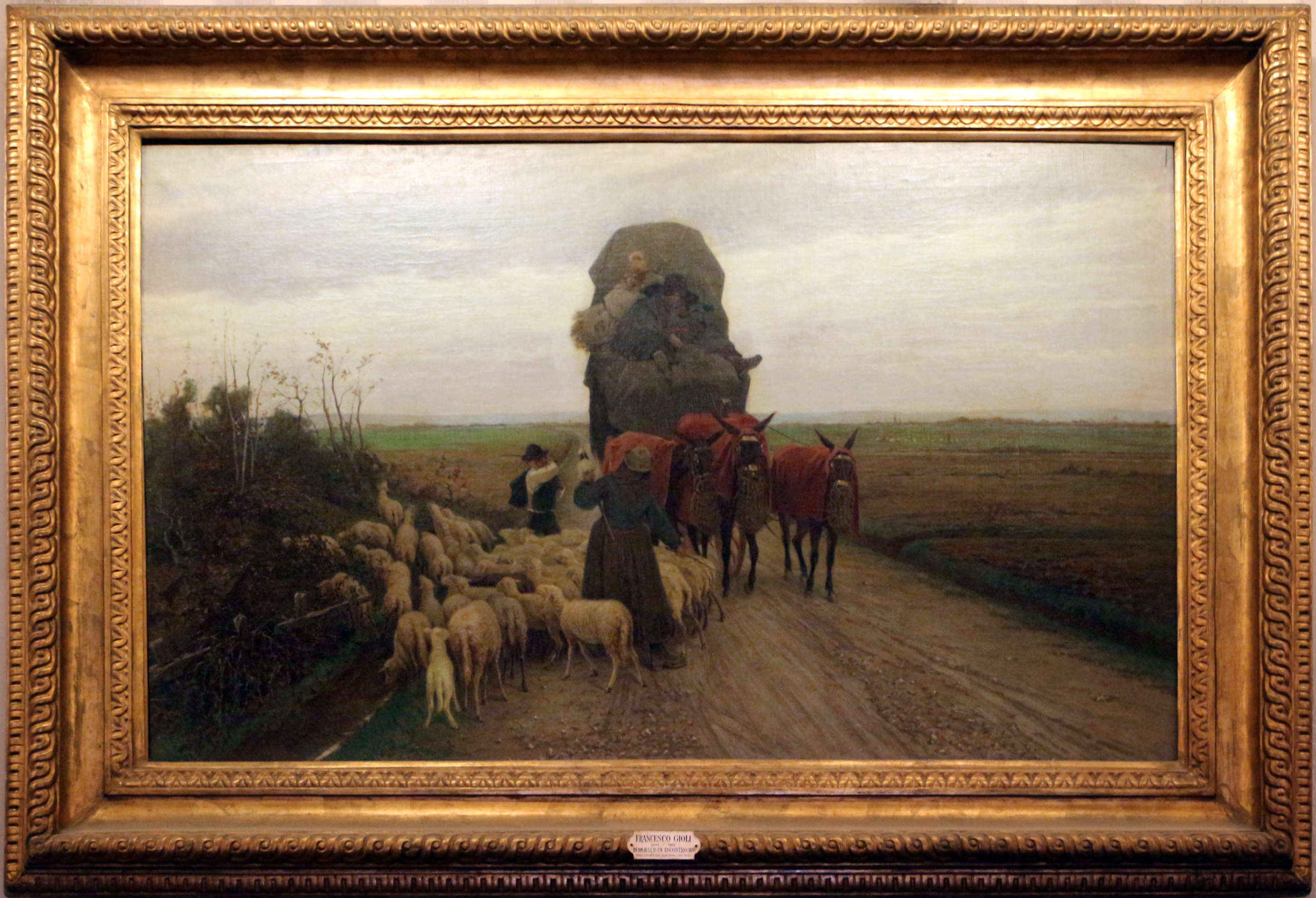 弗朗切斯科·焦利，《马雷玛的一场邂逅》（1874年；布面油画，115 &times; 175 厘米；佛罗伦萨，乌菲兹美术馆，皮蒂宫现代艺术馆）