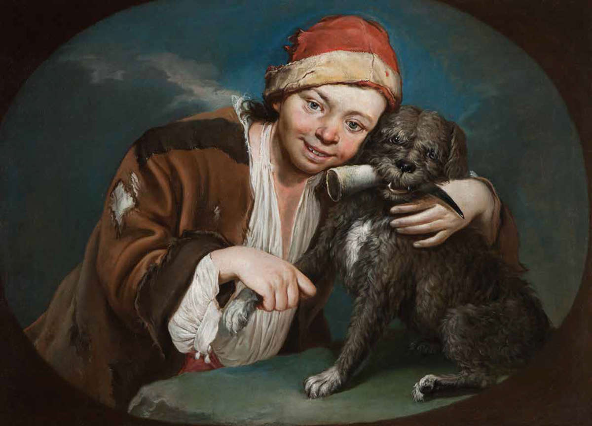 Giacomo Ceruti, Boy with a Dog (c. 1740; oil on canvas, 71.5 &times; 96.5 cm; Cultra, National Museum of Northern Ireland, inv. BELUM.U20)
