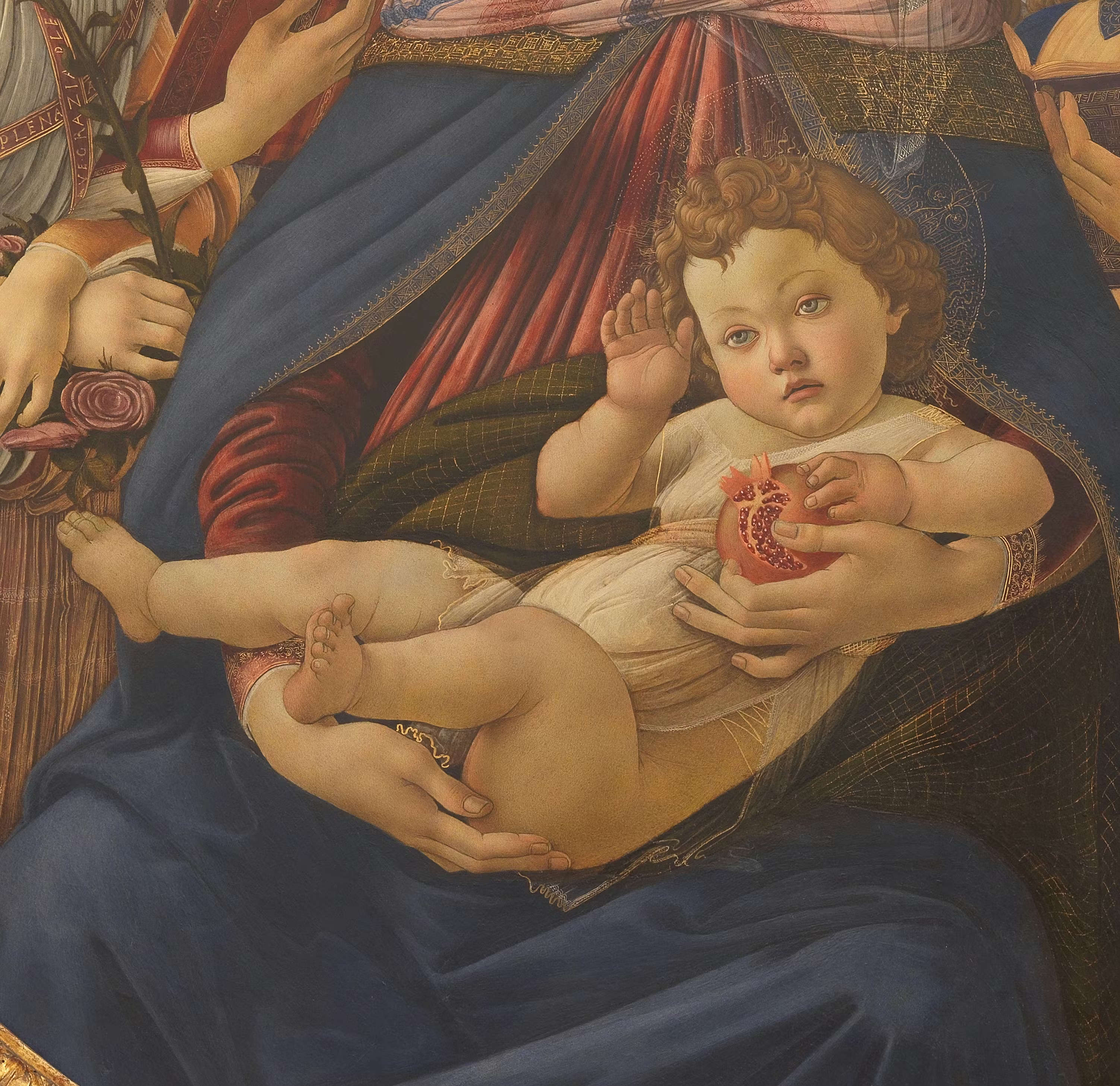 Sandro Botticelli, La Vierge à la grenade, détail