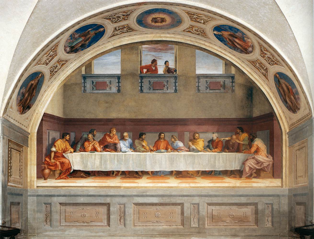 Andrea del Sarto, Das letzte Abendmahl (1519–1529; Fresko, 525 × 871 cm; Florenz, Museo del Cenacolo di Andrea del Sarto)