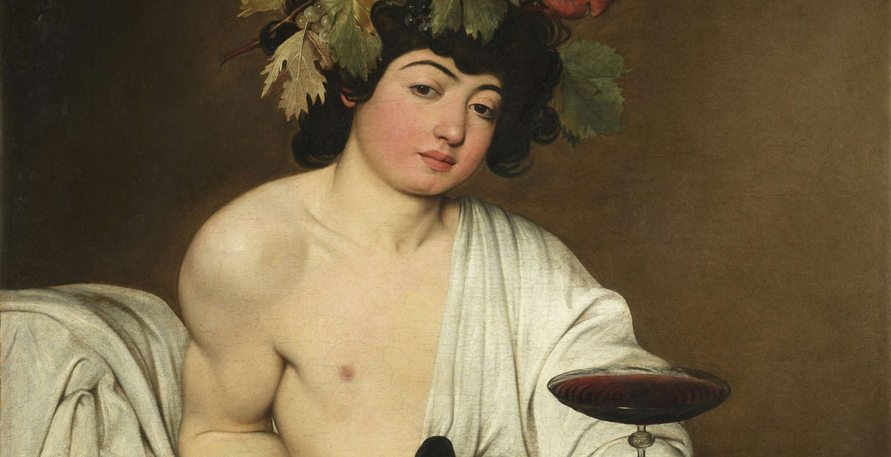 Photo: finestresullarte.info Galerie des Offices : Le Bacco de Caravage sauvé d'infiltrations d'eau