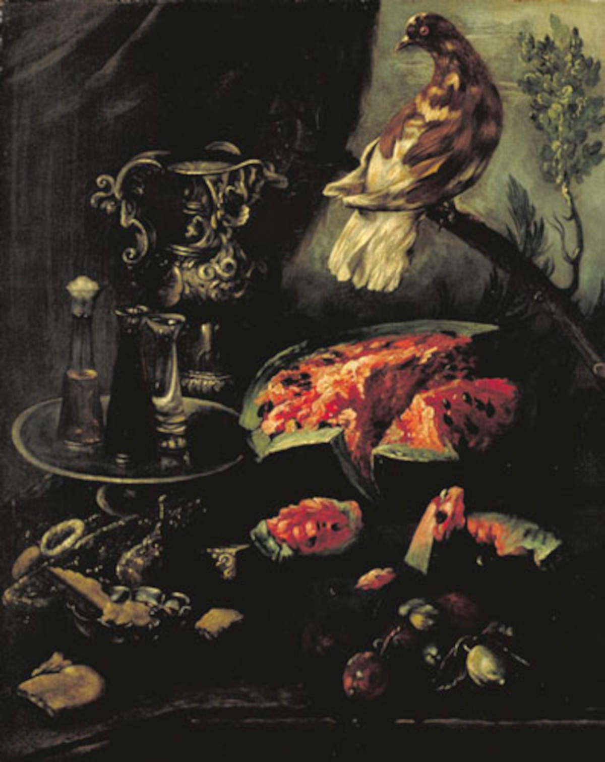 Cristoforo Munari zugeschrieben, Stillleben mit Wassermelone (zwischen 1700 und 1749; Öl auf Leinwand; Palazzo Blu, Pisa)