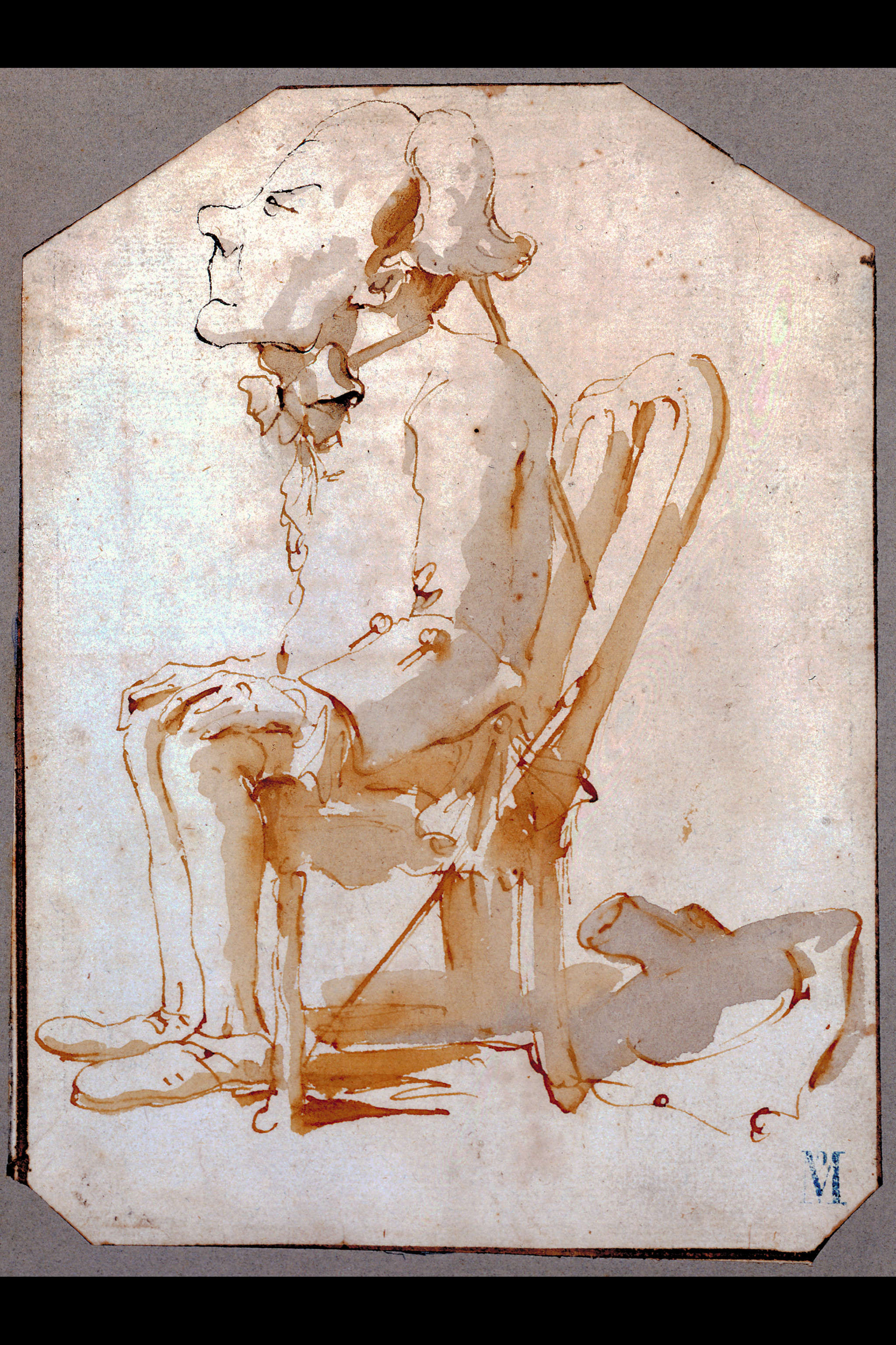 Giovanni Battista Tiepolo, Caricature of a Seated Gentleman, in Left Profile (1755–1760; Milan, Cabinet of Drawings, Castello Sforzesco) &copy; City of Milan