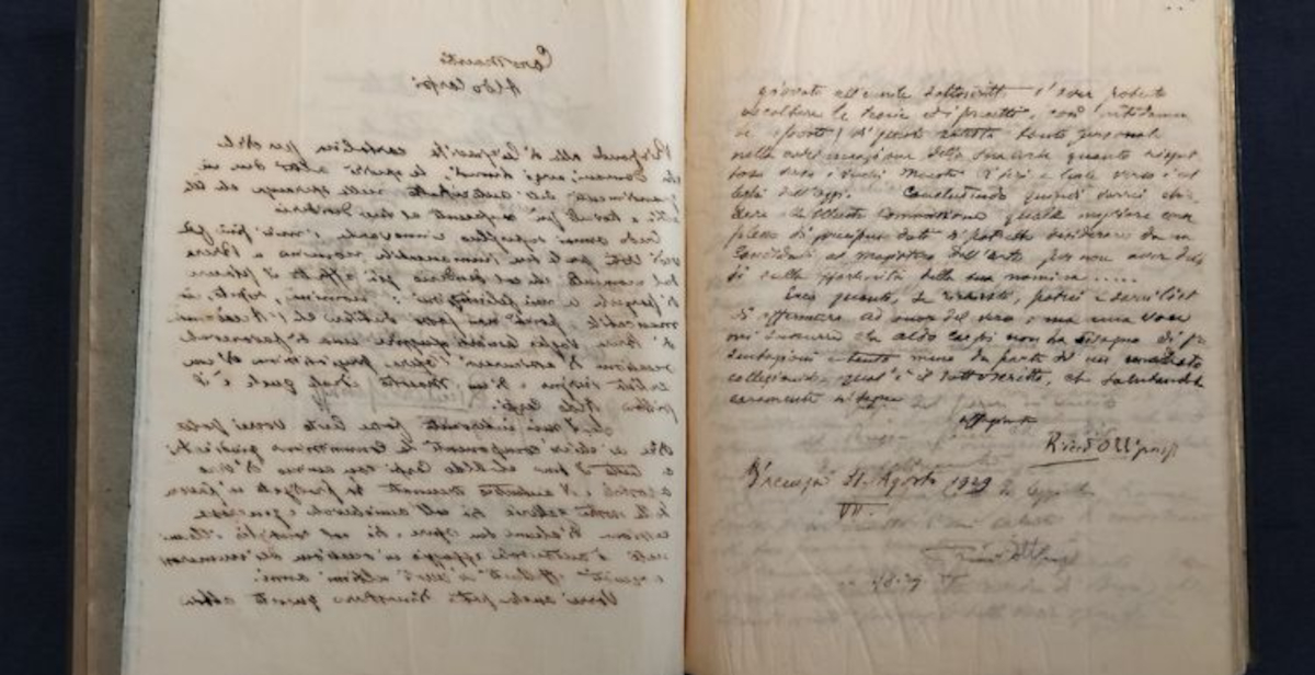 Un copialettere di Giuseppe Ricci Oddi arricchisce la Galleria d’Arte Moderna di Piacenza