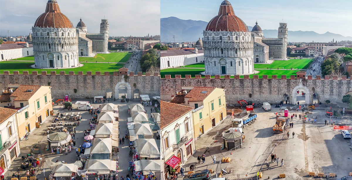 Pisa, piazza Manin senza più bancarelle: libero l'accesso a piazza dei Miracoli