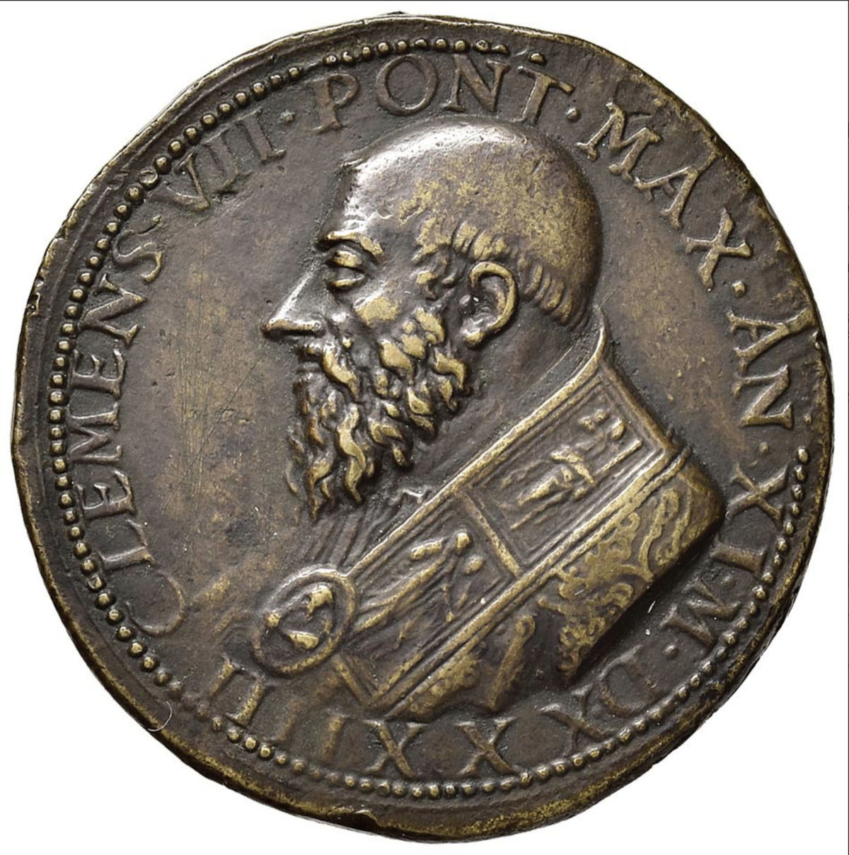 Benvenuto Cellini, Medaglia di Clemente VII (1534; medaglia bronzo; Firenze, Museo Nazionale del Bargello)