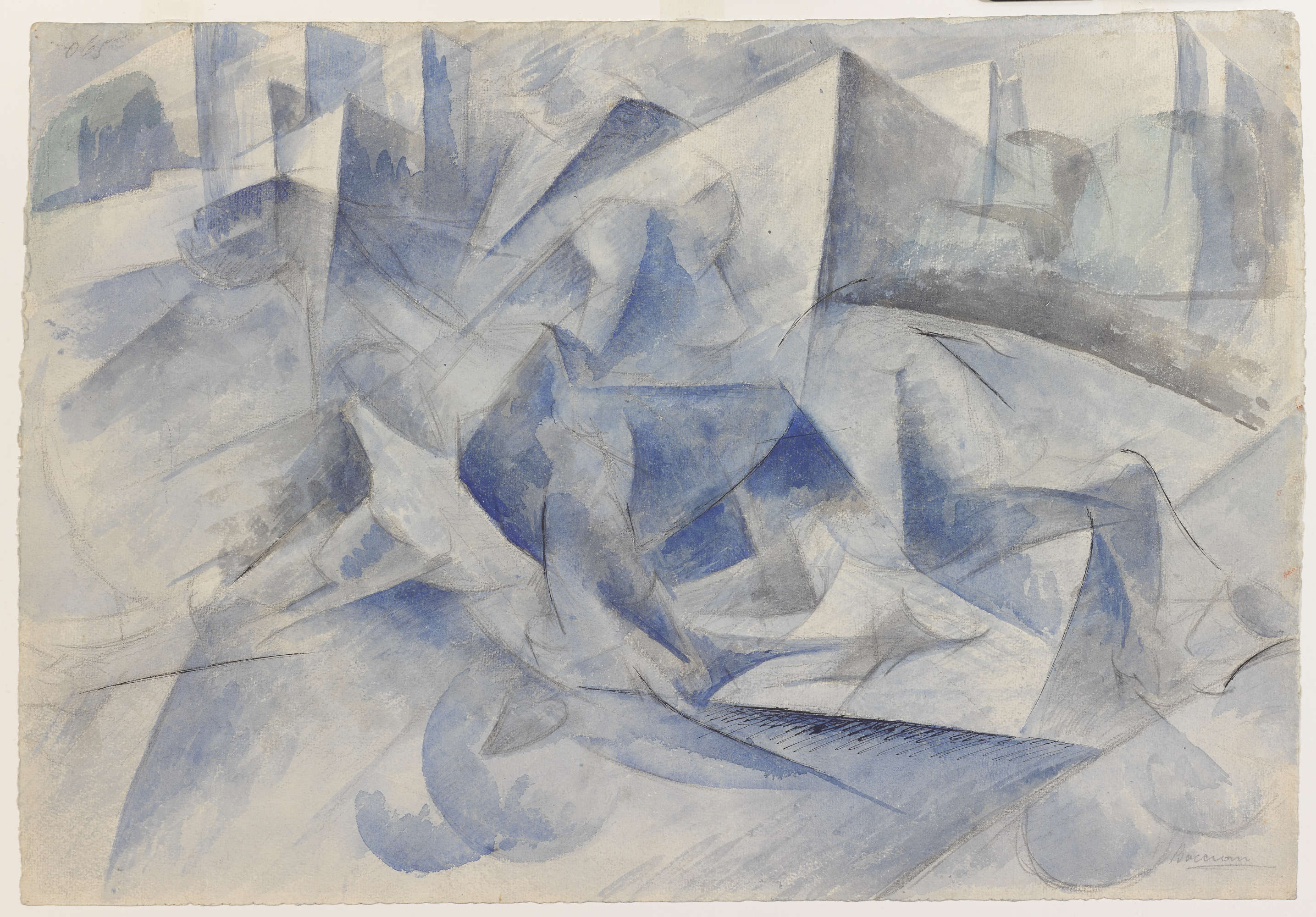 Umberto Boccioni, Horse + Rider + Houses (1914; Milan, Cabinet of Drawings, Castello Sforzesco) &copy; City of Milan
