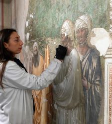 Florence, visits to Bardi Chapel restoration site to take a closer look at Giotto's frescoes