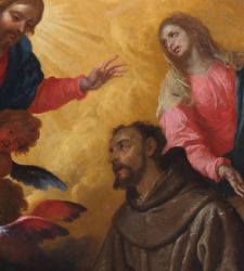 Genua, das Altarbild von San Nicolosio von Giovanni Andrea De Ferrari, restauriert an seinem urspr&uuml;nglichen Standort