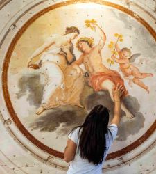 Royal Palace of Caserta, completed the restoration of the three large canvases in the Royal Casino of the Forest of San Silvestro 