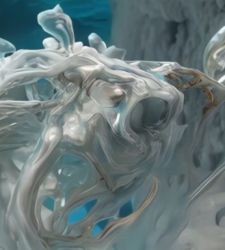 Sougwen Chung in Milan: BODY MACHINE (MERIDIANS) on the ledwall of Palazzo Citterio